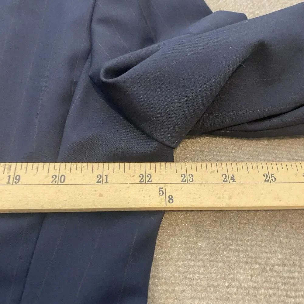 Hickey Freeman Two Button‎ Blazer Jacket Size 44R Wool Cashmere Blue Striped